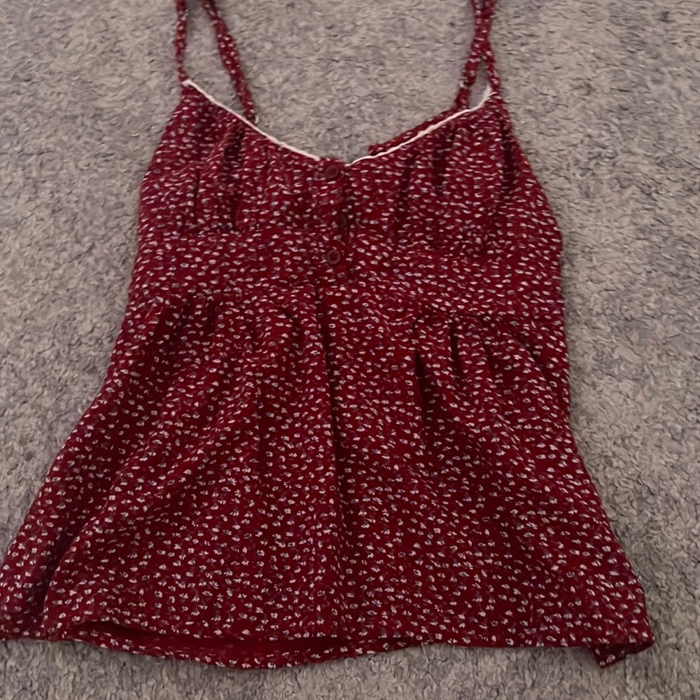 floral red tank top brandy melville lace spaghetti strap